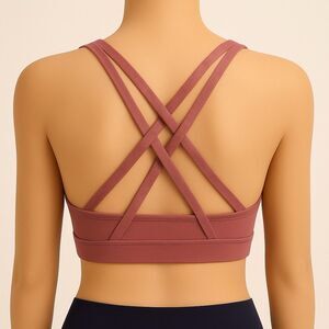 Lululemon Energy Bra Spiced Chai Mauve Crisscross Back Medium Support Size 6